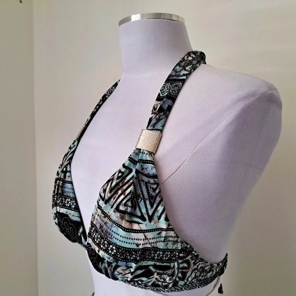 Heat Swimwear Bikini Halter/Skirt Print Size S Multicolor - Picture 5 of 11